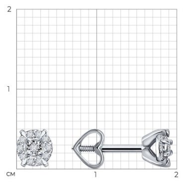 Пусеты Diamant 52-222-01923-1 вес 1.06 г золото, бриллиант