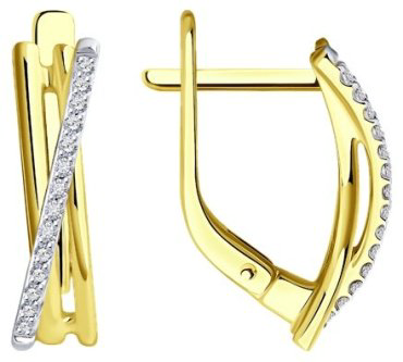 Серьги Diamant 53-220-01895-1 вес 2.58 г золото, бриллиант купить,565065