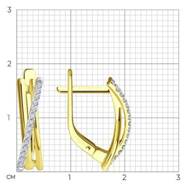 Серьги Diamant 53-220-01895-1 вес 2.58 г золото, бриллиант купить,565065