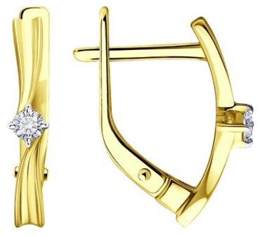 Серьги Diamant 53-220-01984-1 вес 2.19 г золото, бриллиант купить,534479