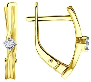 Серьги Diamant 53-220-01984-1 вес 2.19 г золото, бриллиант купить,534479