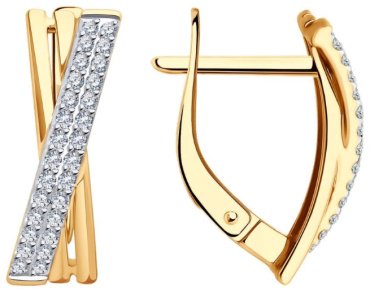 Серьги Diamant 51-120-02732-1 вес 3.07 г золото, фианит купить,336052