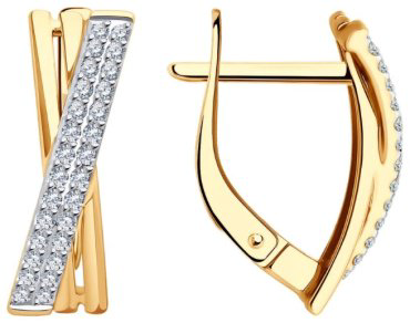 Серьги Diamant 51-120-02732-1 вес 3.07 г золото, фианит купить,336052