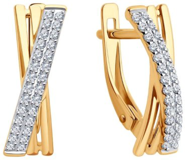 Серьги Diamant 51-120-02732-1 вес 3.07 г золото, фианит купить,336052