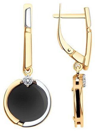 Серьги Diamant 51-321-01871-1 вес 5.15 г золото, агат купить,378873