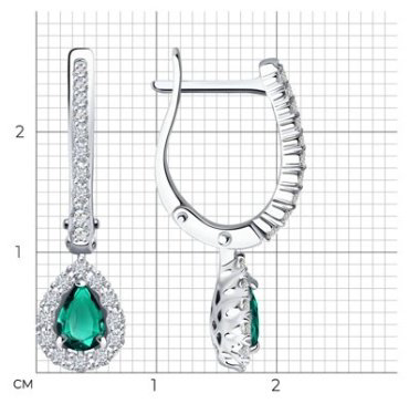 Серьги SOKOLOV 3020528-3 вес 3.65 г золото, бриллиант, изумруд купить,1225302