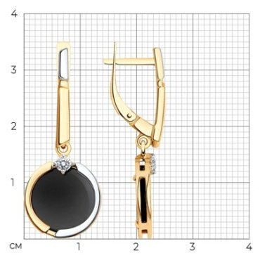 Серьги Diamant 51-321-01871-1 вес 5.15 г золото, агат купить,378873