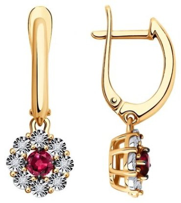 Серьги Diamant 51-221-01776-3 вес 3.57 г золото, рубин купить,660499