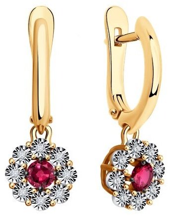 Серьги Diamant 51-221-01776-3 вес 3.57 г золото, рубин купить,660499