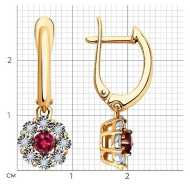 Серьги Diamant 51-221-01776-3 вес 3.57 г золото, рубин купить,660499