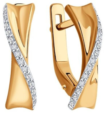 Серьги Diamant 51-220-01892-1 вес 2.57 г золото, бриллиант купить,384857