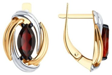 Серьги Diamant 51-320-02475-2 вес 4.29 г золото, гранат купить,340735