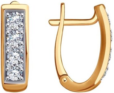 Серьги Diamant 51-120-01854-1 вес 3.86 г золото, фианит купить,384533