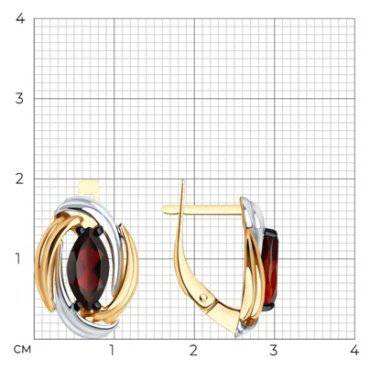 Серьги Diamant 51-320-02475-2 вес 4.29 г золото, гранат купить,340735