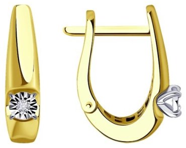 Серьги Diamant 53-220-01532-1 вес 2.38 г золото, бриллиант купить,515007