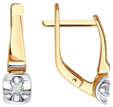 Серьги Diamant 51-220-01901-1 вес 2.477 г золото, бриллиант купить,489427