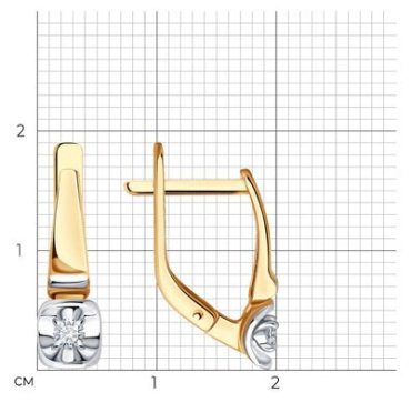 Серьги Diamant 51-220-01901-1 вес 2.477 г золото, бриллиант купить,489427