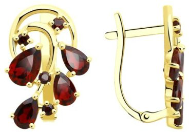 Серьги Diamant 53-320-00501-1 вес 3.38 г золото, гранат купить,289873