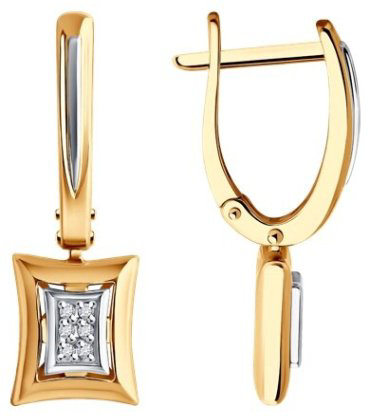 Серьги Diamant 51-221-02128-1 вес 5.44 г золото, бриллиант купить,693049