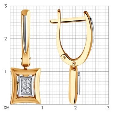 Серьги Diamant 51-221-02128-1 вес 5.44 г золото, бриллиант купить,693049