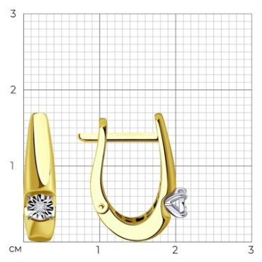 Серьги Diamant 53-220-01532-1 вес 2.38 г золото, бриллиант купить,515007