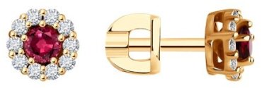 Пусеты Diamant 51-222-01768-3 вес 1.723 г золото, рубин купить,770500