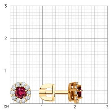 Пусеты Diamant 51-222-01768-3 вес 1.723 г золото, рубин купить,770500