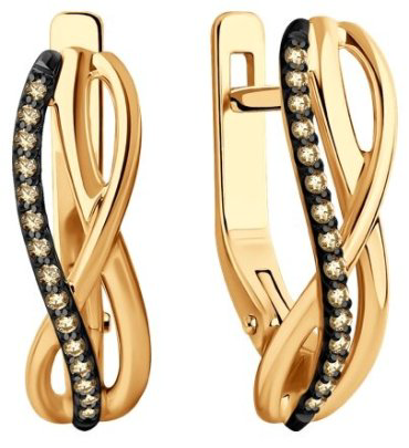 Серьги Diamant 51-220-01896-2 вес 2.65 г золото, бриллиант купить,429007