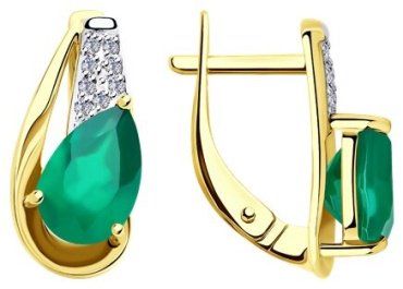 Серьги Diamant 53-320-00149-1 вес 3.06 г золото, агат купить,266104