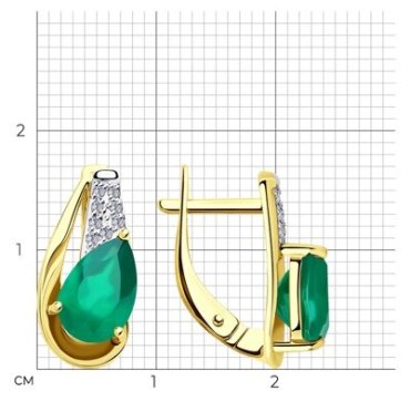 Серьги Diamant 53-320-00149-1 вес 3.06 г золото, агат купить,266104