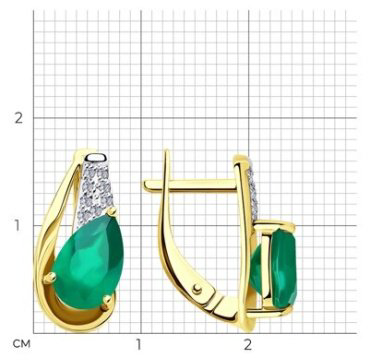 Серьги Diamant 53-320-00149-1 вес 3.06 г золото, агат купить,266104