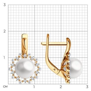 Серьги Diamant 51-220-02091-1 вес 3.88 г золото, бриллиант, культивированный жемчуг купить,663105