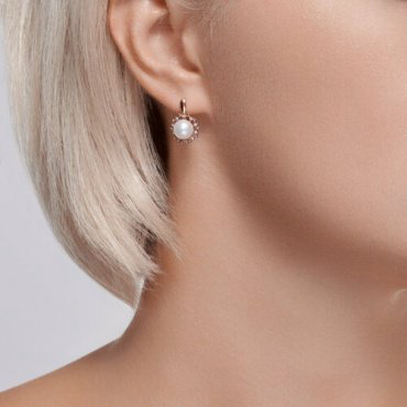 Серьги Diamant 51-220-02091-1 вес 3.88 г золото, бриллиант, культивированный жемчуг купить,663105
