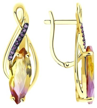 Серьги Diamant 53-320-00761-2 вес 4.78 г золото, ситалл купить,350875
