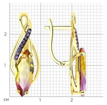 Серьги Diamant 53-320-00761-2 вес 4.78 г золото, ситалл купить,350875