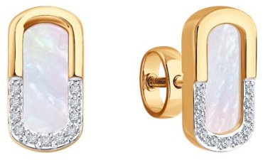 Серьги SOKOLOV 1022322 вес 2.93 г золото, бриллиант, перламутр купить,542348