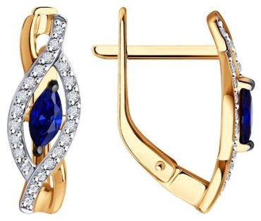 Серьги Diamant 51-220-01842-1 вес 2.577 г золото, сапфир купить,479813
