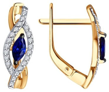 Серьги Diamant 51-220-01842-1 вес 2.577 г золото, сапфир купить,479813