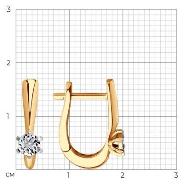 Серьги Diamant 51-220-01466-1 вес 2.1 г золото, бриллиант купить,453381