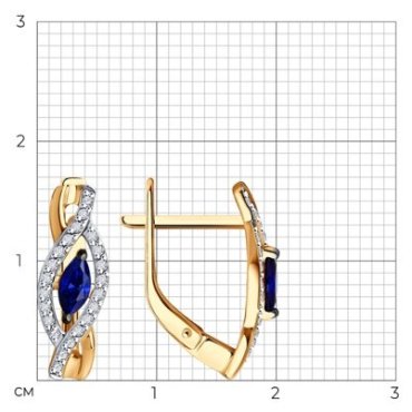 Серьги Diamant 51-220-01842-1 вес 2.577 г золото, сапфир купить,479813