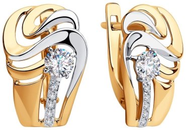 Серьги SOKOLOV 028365 вес 3.37 г золото, фианит купить,327328