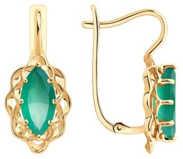 Серьги Diamant ПД 51-320-00760-3 вес 4.98 г золото, агат купить,526300