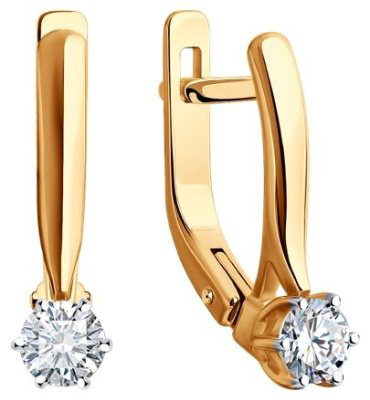 Серьги Diamant 51-220-01969-1 вес 2.32 г золото, бриллиант купить,1131713