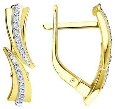 Серьги Diamant 53-220-01900-1 вес 2.62 г золото, бриллиант купить,402797
