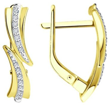 Серьги Diamant 53-220-01900-1 вес 2.62 г золото, бриллиант купить,402797
