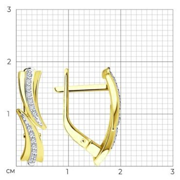 Серьги Diamant 53-220-01900-1 вес 2.62 г золото, бриллиант купить,402797