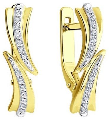 Серьги Diamant 53-220-01900-1 вес 2.62 г золото, бриллиант купить,402797
