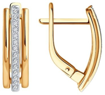 Серьги Diamant 51-220-01903-1 вес 2.64 г золото, бриллиант купить,388437