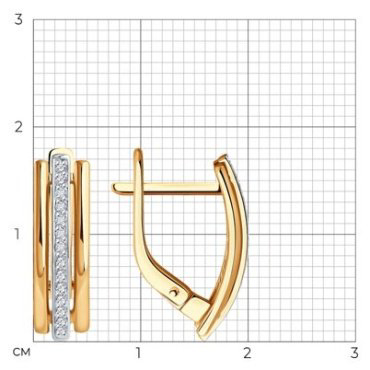 Серьги Diamant 51-220-01903-1 вес 2.64 г золото, бриллиант купить,388437