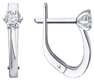 Серьги Diamant 52-220-01780-1 вес 1.84 г золото, бриллиант купить,764153